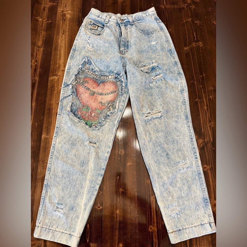Vintage 80’s Jou Jou Heartbreaker Acid Washed Distressed‎ High Waist Jeans 9/10